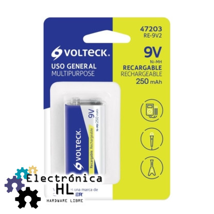 PILA RECARGABLE 9V 250 MAH