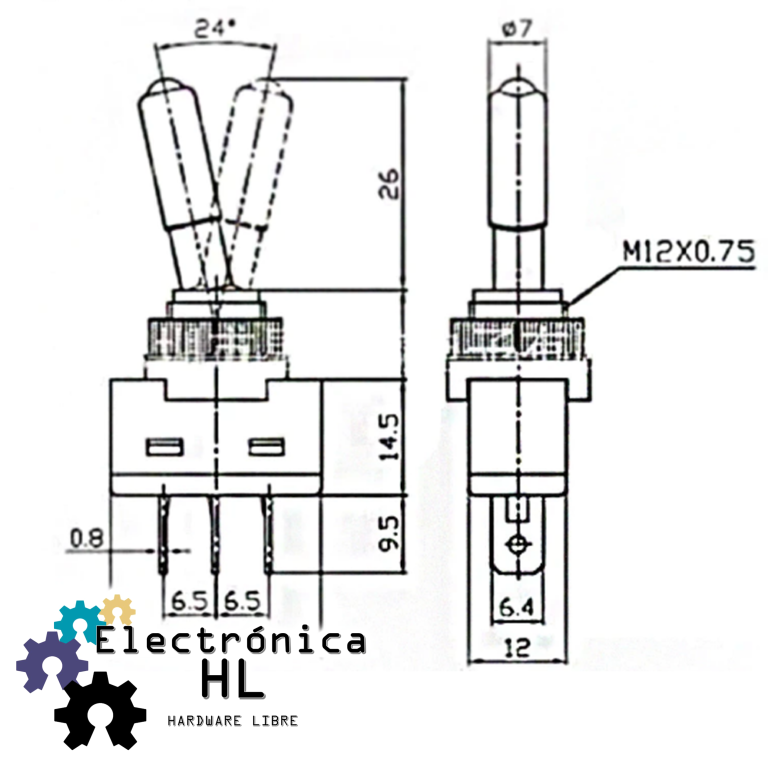 SWITCH PALANCA CON LUZ PILOTO, 12V – Electronica HL