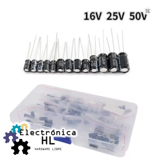 KIT DE 120 CAPACITORES ELECTROLITICOS, 12 VALORES DIFERENTES